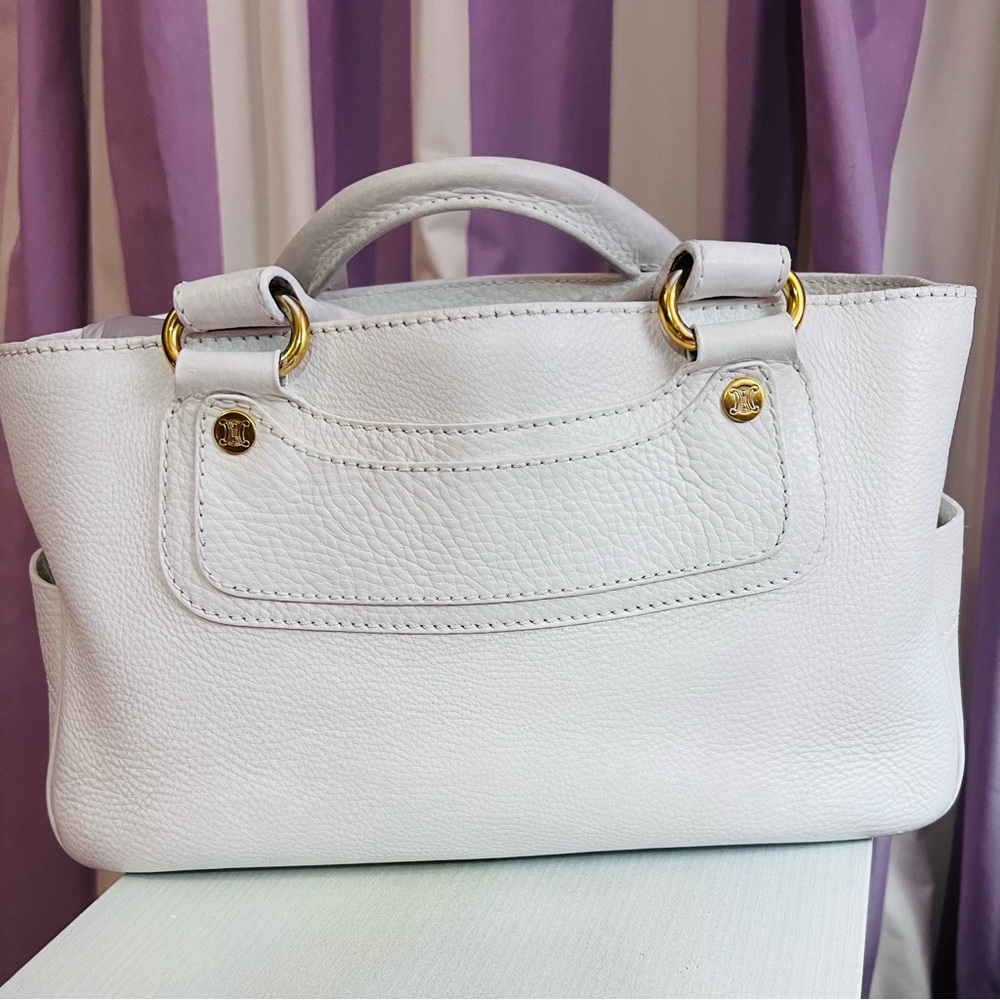 Celene White Satchel Textured Leather